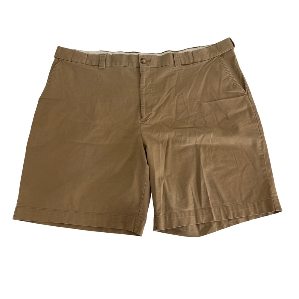 Oak Hill Mens‎ Khaki Chino Shorts Tan Flat Front Stretch Size 50 Vacation Summer